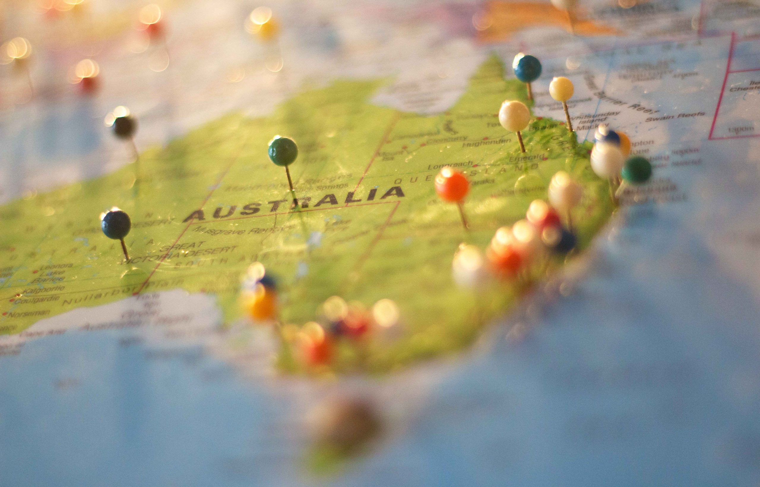 Map pointing to Australia