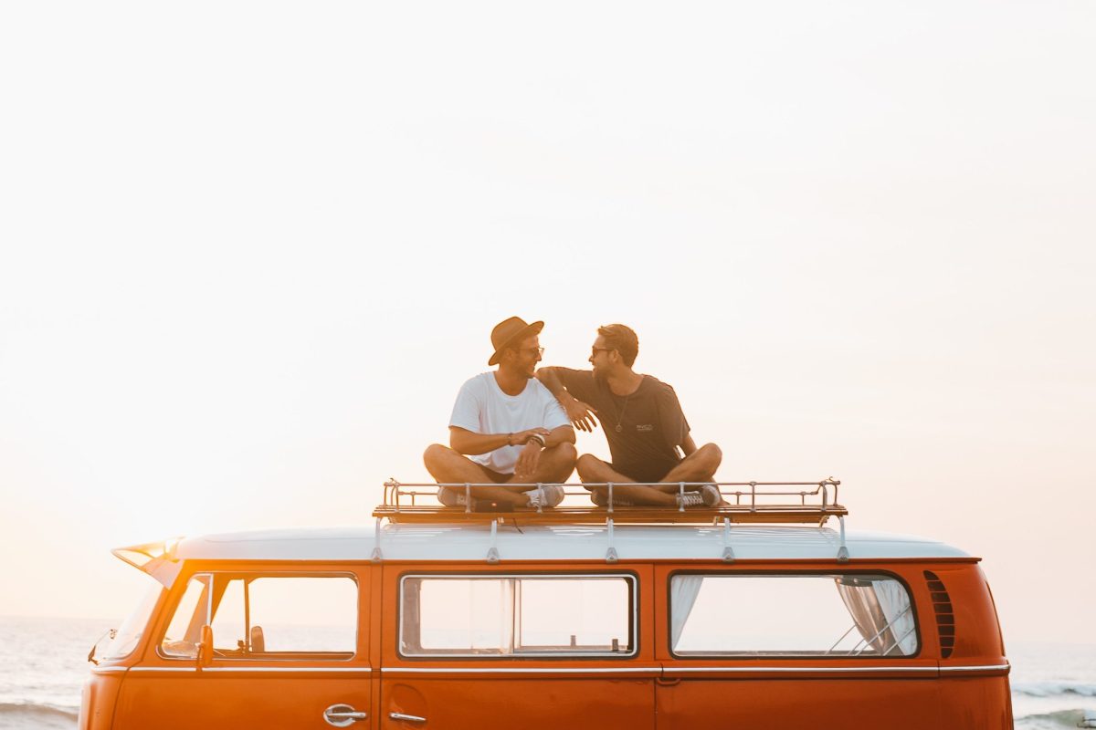 Visitors In Australia Sitting top roof of van